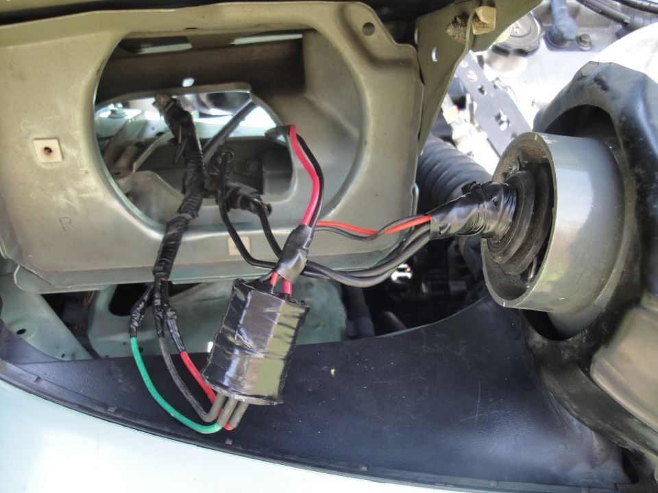 My Hid wiring after soldering the left headlight!