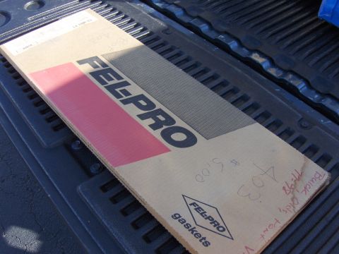 1980 Chevrolet Camaro - A box of Fel-Pro gaskets is shown in the bed of a truck, with handwritten notes indicating it may be for a Buick or Oldsmobile with a P 403…