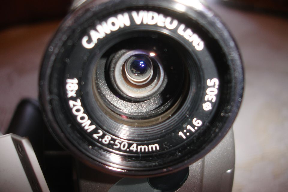 Close-up of a Canon video lens with 18x zoom and f/1.6 aperture