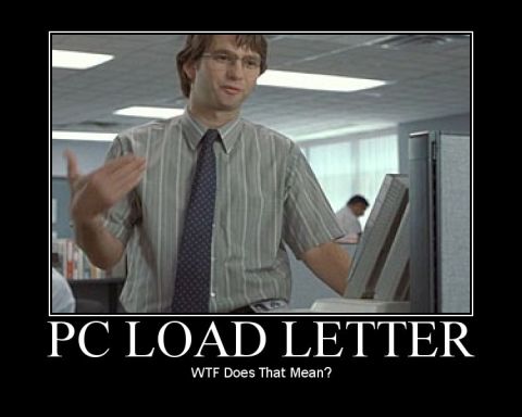 2006 Ford E350 - A meme an office worker and text about a printer error message.