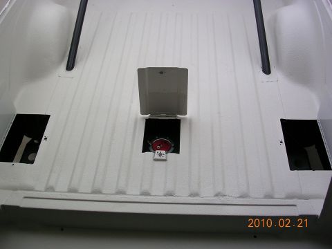 1972 Ford Ranchero - The bed of a 1972 Ford Ranchero shows the gas cap access panel and two storage compartments.