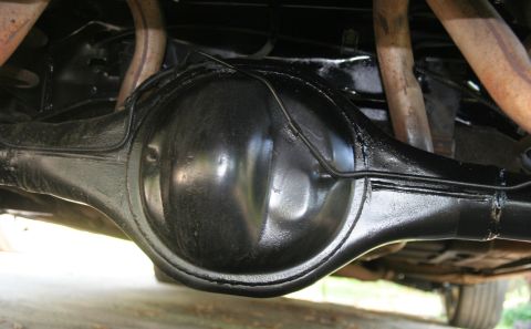 1976 Ford Ranchero - Close-up view of a vehicle's rear differential, focusing on the mechanical component.