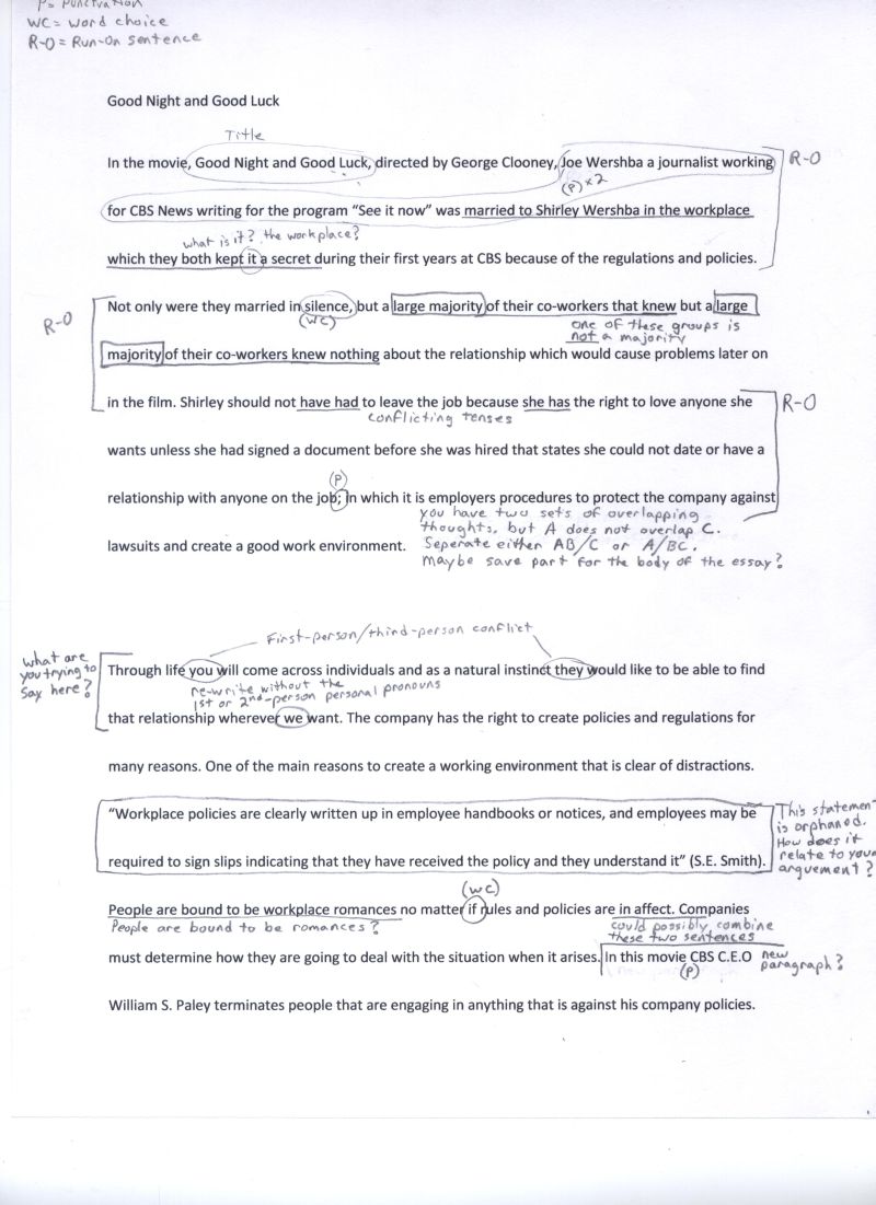 Document with handwritten edits and annotations