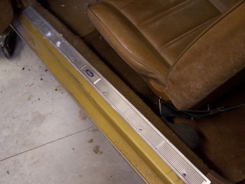 1972 Ford Mustang - Driver's side door sill is solid. No rust underneath either. Aluminum door sill plates are still in excellent condition.