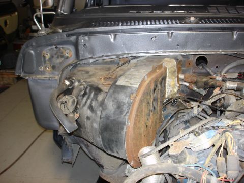 1979 Ford F-250 - Close-up view of engine bay parts, showing rust and wiring, with a SuperMotors.net watermark.