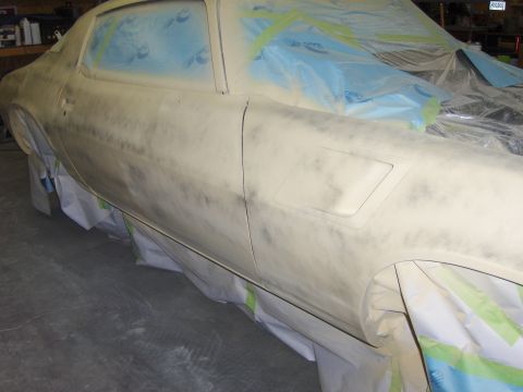 1980 Chevrolet Camaro - This car is being prepped for a new paint job, with windows and trim taped off.