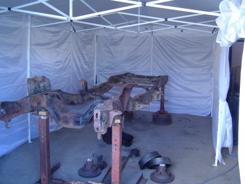 1984 Ford Bronco - Used a gazebo in my shed as a sandblasting/painting booth. Wont use it to paint the body as to much dust floating around from blasting but…