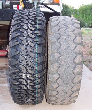 1990 Ford Bronco - New 37x12.50x15 MTR on 15x7 vs bald 35x12.50x16 SSR on 16x7