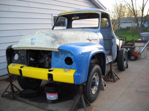 1954 Ford F-100 - I didn't think I'd be able to bolt on the front valance because I knew the front frame rails were wider apart then the 54's. But I thought…