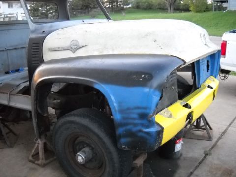 1954 Ford F-100 - In this picture you can see how bad the damage is to the passenger front fender. There is a huge gap between the bottom of the fender and t…