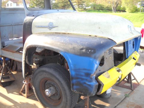 1954 Ford F-100 - I did run into a few minor issues. The first problem is a clearance issue with the front frame horns. I had the valance and air deflectors…