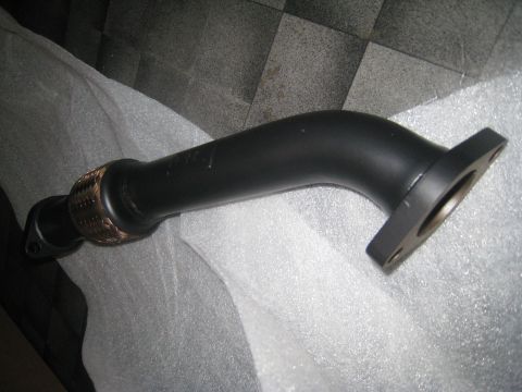 2007 Subaru Impreza - A black exhaust manifold pipe with a braided flex section and mounting flange is shown.