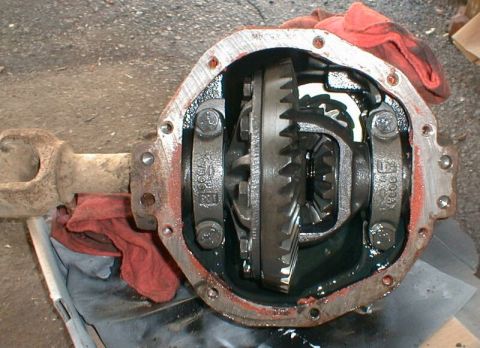 1990 Ford Bronco - Differential housing with internal gears and axle spline visible.