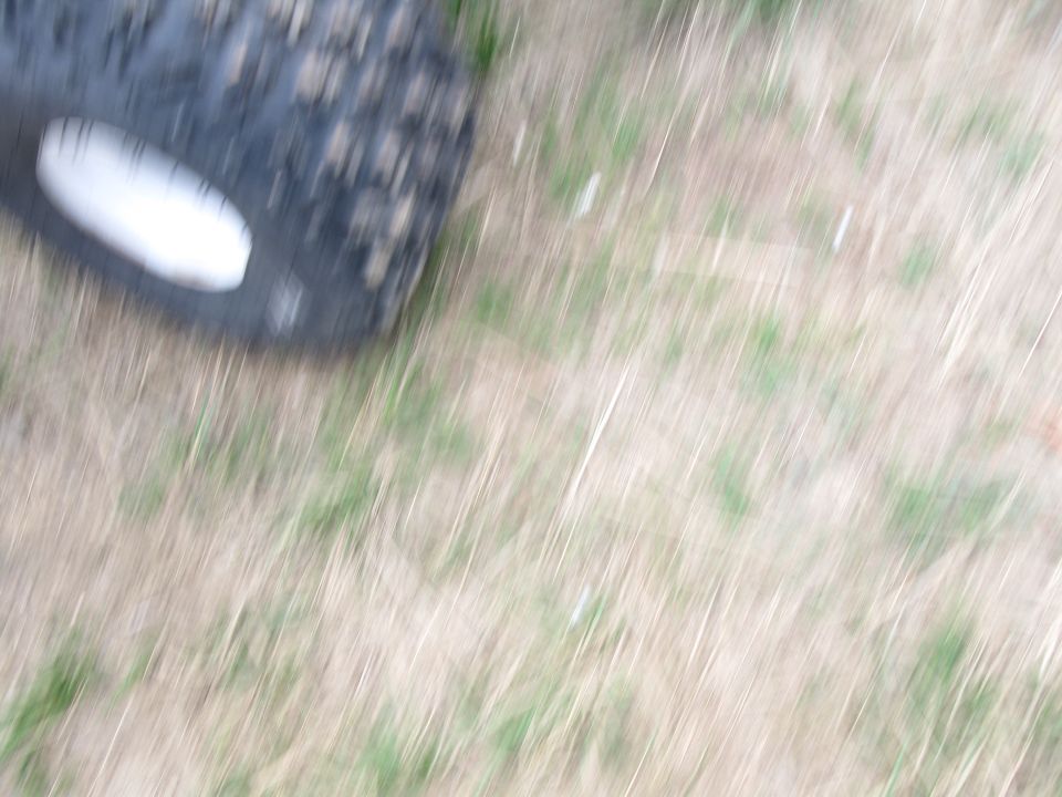 Tire and grass, blurry shot