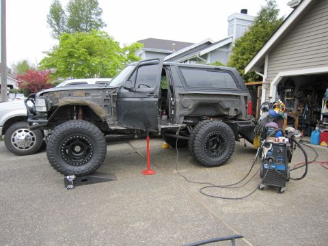 1996 Ford Bronco - Custom 1996 Ford Bronco build in progress, a modified chassis and off-road tires.