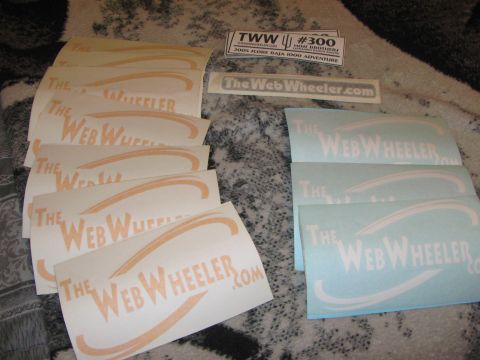 1968 Ford Mustang - A collection of various stickers, including several for "The Web Wheeler" and a "TWW #300" sticker.