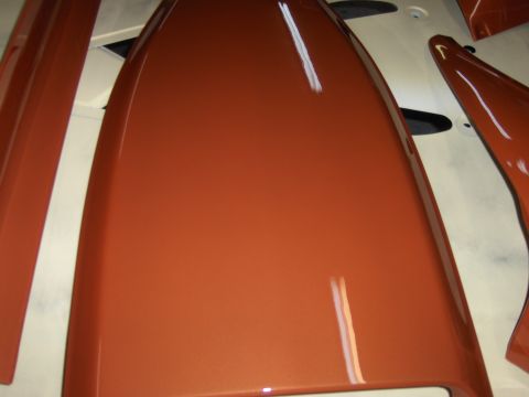 1980 Chevrolet Camaro - Several car body panels, including a hood and fender sections, are shown in a glossy orange finish.