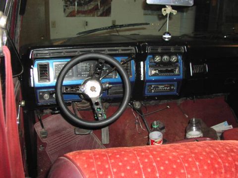 1981 Ford Bronco - Interior view of a 1981 Ford Bronco, the dashboard, steering wheel, and seating.