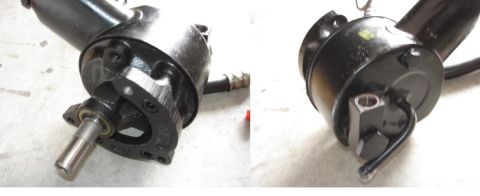 1992 Ford Bronco - A black power steering pump is shown from multiple angles, highlighting its mechanical components.