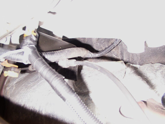 Not a great picture, but this is the final view of the trans temp probe wiring.