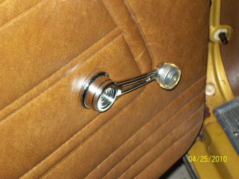 1972 Ford Mustang - Interior door panel and window crank detail.