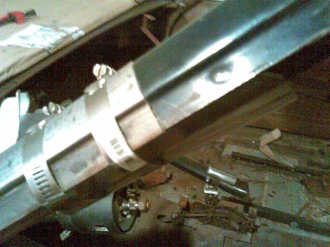 1972 Ford Ranchero - drivers side A pillar, hose clamps are holding a piece of plastic tubing for safety
