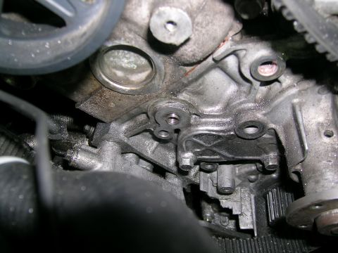 1995 Ford Probe - This is a close-up view of an engine's internal components, focusing on the timing belt and associated parts.