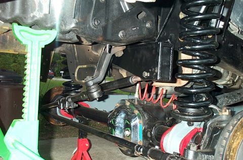1995 Ford Bronco - Track bar mount installed, still needed to cut the crossmember