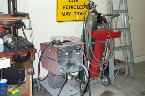 1995 Ford Bronco - Snap-on 140 MIG gas capable, 100% duty cycle (neato!) and my torch. Got a bottle for it now.