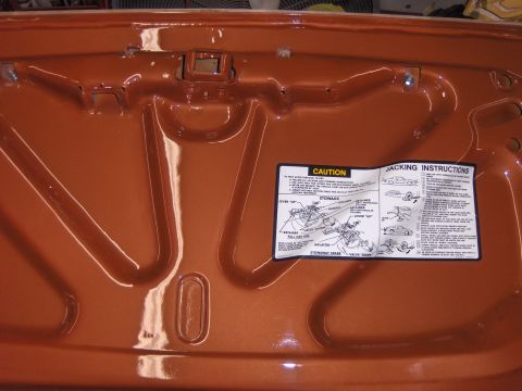 1980 Chevrolet Camaro - This underhood sticker provides important caution and jacking instructions for the vehicle.