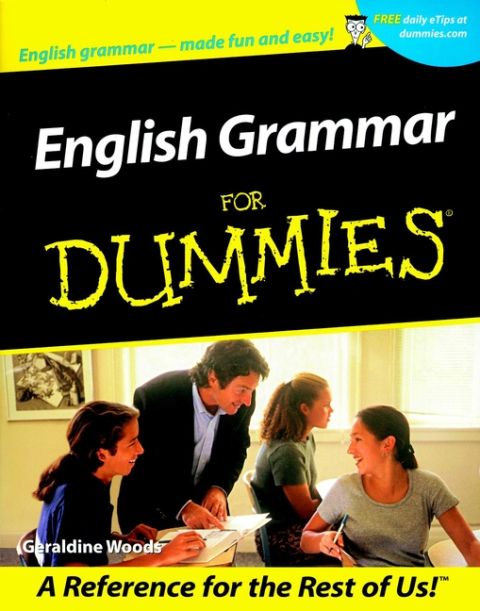 1990 Ford Bronco - Book cover for 'English Grammar For Dummies' by Geraldine Woods, showing four people gathered around a table studying together.