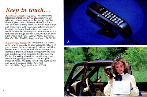 1983 Ford Bronco - Woman uses an emergency CB radio accessory inside a Ford truck.