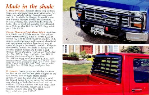 1983 Ford Bronco - Close-up of a blue Ford truck's front end, a grille guard and a winch.