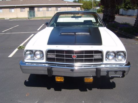 1973 Ford Ranchero - This 1973 Ford Ranchero features a distinctive black hood scoop and a chrome bumper.