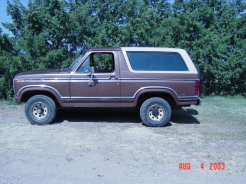 1984 Ford Bronco - This 1980s Ford Bronco is shown from the side, with trees in the background and a date stamp at the bottom right.