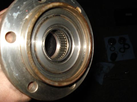 1984 Ford Bronco - This photo shows a close-up of a vehicle's wheel bearing and hub assembly, with the inner splines visible.
