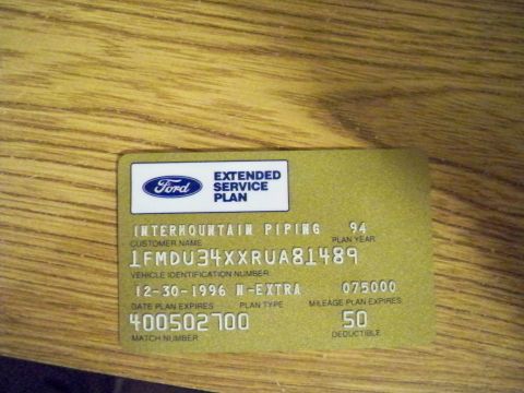1994 Ford Bronco - This is a Ford Extended Service Plan document with a plan year of 1994.