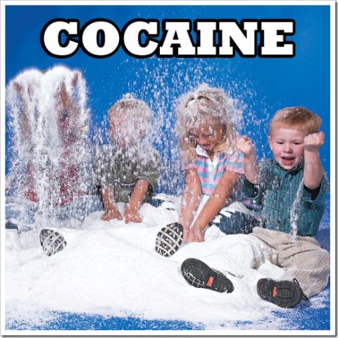 1989 Ford Bronco - Children are playing in a white substance with the word COCAINE above them.