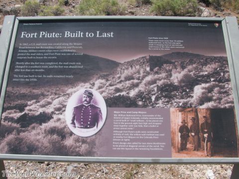 1996 Ford C-350 (Centurion Conversions) - Photo of a National Park Service interpretive sign on Fort Piute history in the Mojave National Preserve; not a vehicle document.