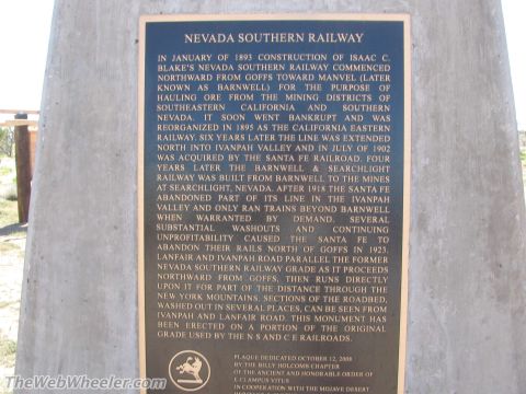 1996 Ford C-350 (Centurion Conversions) - A plaque details the history of the Nevada Southern Railway, dedicated October 12, 2008.