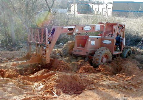 1983 Ford Bronco - I got a call from one of my subcontractors one Friday afternoon, and found this when I got to the site. He had backed this 15,000lb forklif…