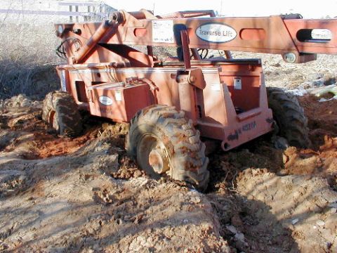 1983 Ford Bronco - I got a call from one of my subcontractors one Friday afternoon, and found this when I got to the site. He had backed this 15,000lb forklif…