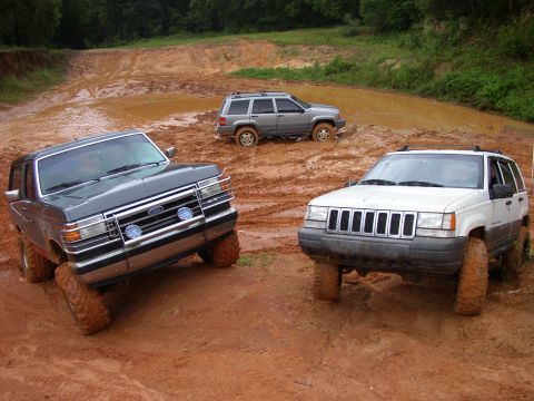 1991 Ford Bronco - All three of us. Jay the gray and Craig is the white one.