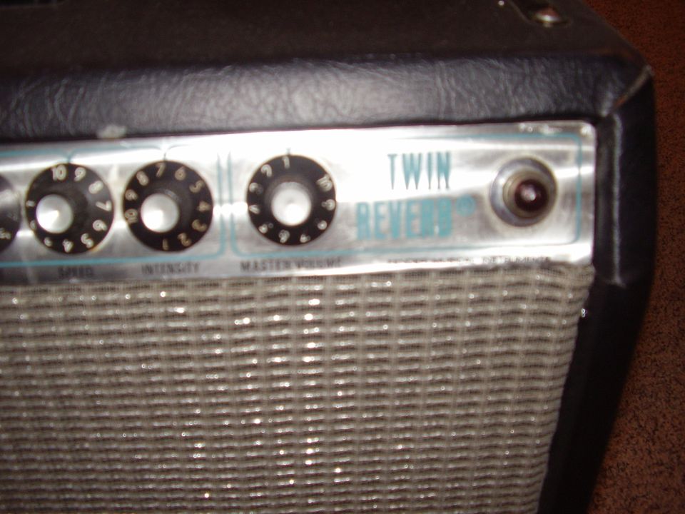 Fender Twin Reverb amplifier control panel with knobs and text