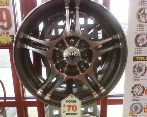 1996 Ford F-150 - A Konig brand alloy wheel is displayed for sale, priced at $70.