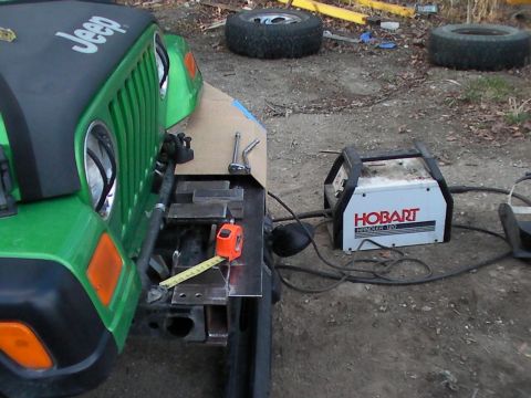 1987 Suzuki Samurai - Custom bumper fabrication for a Jeep Wrangler, with a Hobart welder on site.