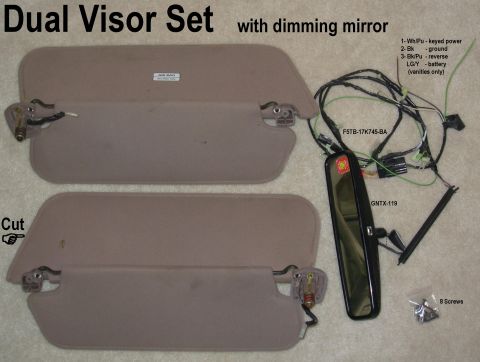 1983 Ford Bronco - SOLD Dual Visor Set from '95 F150 Includes autodimming rear-view mirror (F4TZ17700A) with mounting button, visor mounting screws, wiring ha…