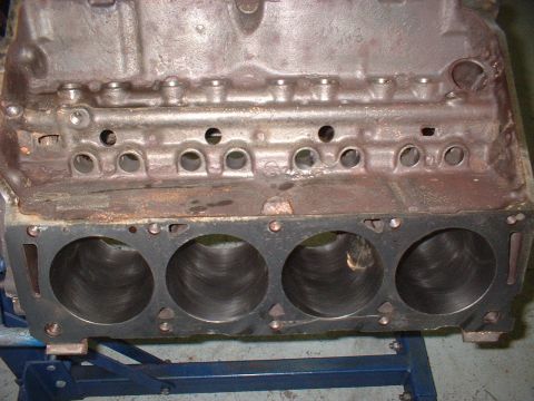 1969 Ford Torino - Close-up of an engine block, showing the cylinder bores and casting details.