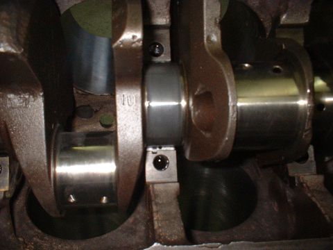 1969 Ford Torino - Crankshaft main bearings shown, one journal has a "10" stamp visible.