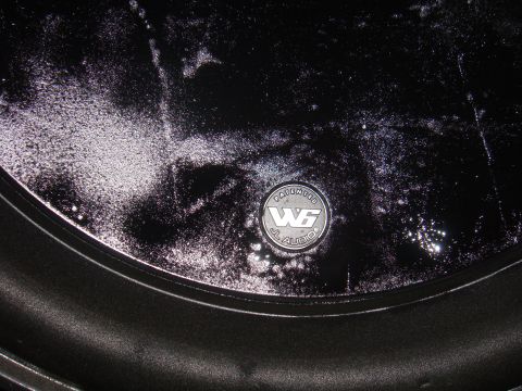 1992 Ford Bronco - Close-up of a JL Audio W6 subwoofer basket, showing the patented design.